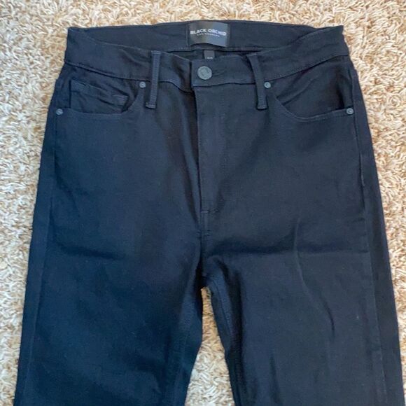 Black Orchid Black Stella Cropped Ruffle Frayed Jeans Size 26 - Picture 3 of 13